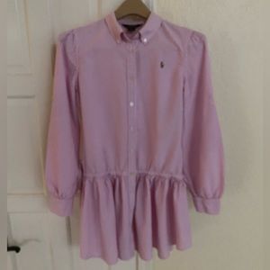 Polo Ralph Lauren Pink Pinstripe 100% Cotton Girls Shirt Size 16